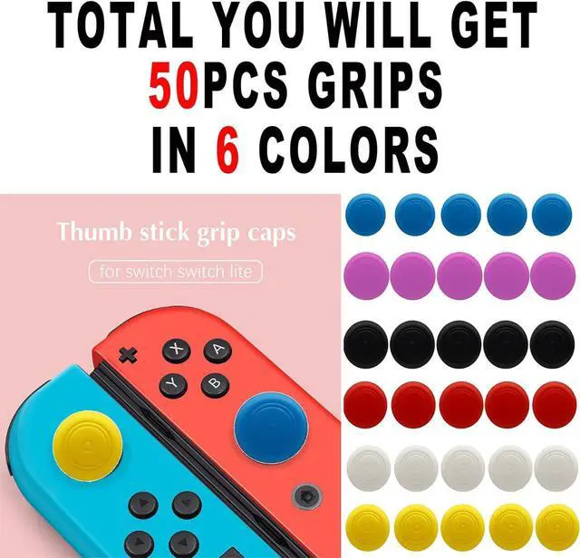 Alt view image 4 of 6 - 50 Joystick Silicone Thumb Grip Caps Cover for Nintendo Switch Lite Joy-Con