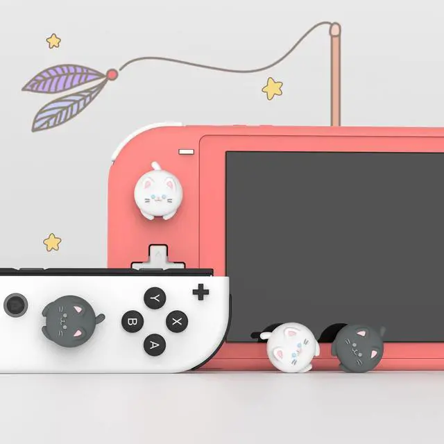 Alt view image 3 of 7 - Joystick Caps for Nintendo Switch, Thumbstick Caps for Switch Lite, Analog Cover for OLED Joycon Thumb Grips - Cutie Kitty