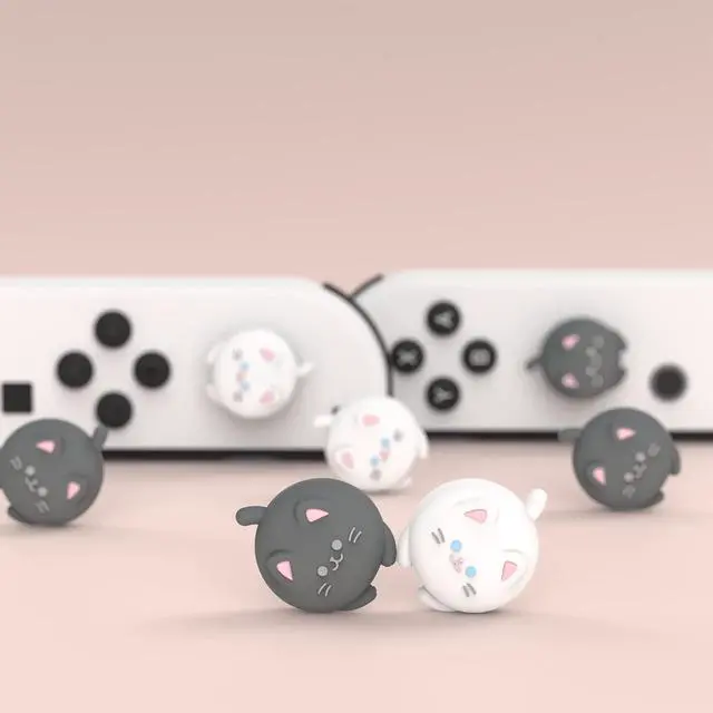 Alt view image 6 of 7 - Joystick Caps for Nintendo Switch, Thumbstick Caps for Switch Lite, Analog Cover for OLED Joycon Thumb Grips - Cutie Kitty