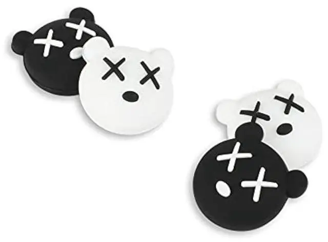 Main image of 4PCS Cute Thumb Grip Caps Compatible with Nintendo Switch/OLED/Lite Console, Kawaii Soft Skin Silicone 3D Analog Stick Button Cover for NS Joycon Controller, Joystick Cap, Black & White