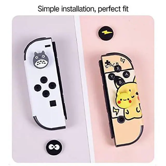 Alt view image 3 of 7 - 4PCS Cute Thumb Grip Caps Compatible with Nintendo Switch/OLED/Lite Console, Kawaii Soft Skin Silicone 3D Analog Stick Button Cover for NS Joycon Controller, Joystick Cap, Black & White