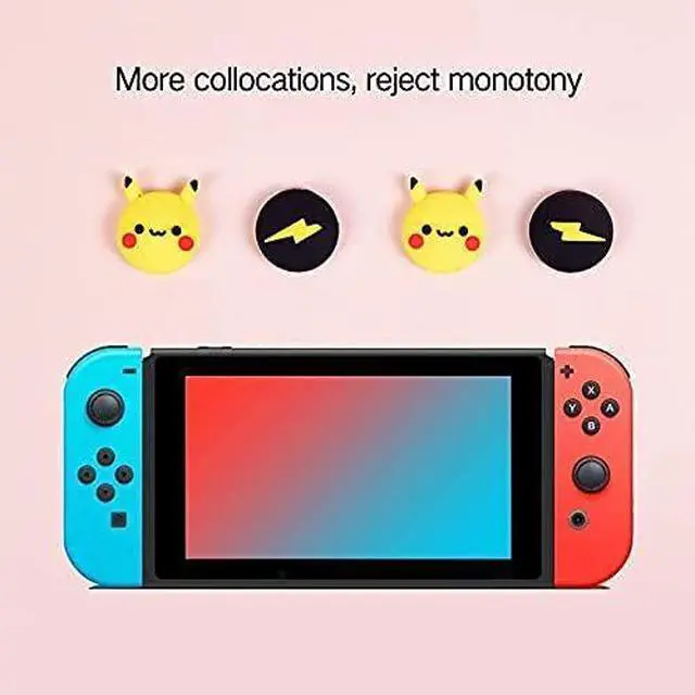 Alt view image 5 of 7 - 4PCS Cute Thumb Grip Caps Compatible with Nintendo Switch/OLED/Lite Console, Kawaii Soft Skin Silicone 3D Analog Stick Button Cover for NS Joycon Controller, Joystick Cap, Black & White