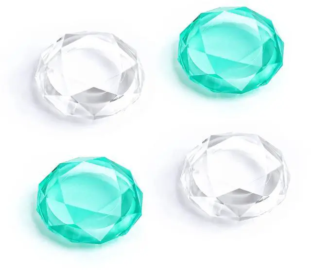 Main image of Diamond 3D Thumb Grips Caps Design for Switch & Switch Lite & Switch OLED Joy Con Crystal Clear Console Joystick Cover 4PCS - Clear and Green
