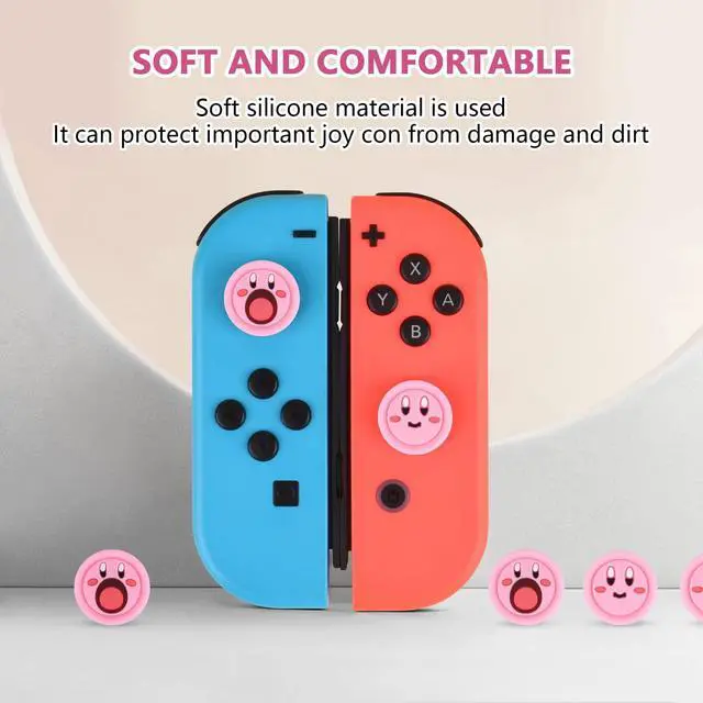 Alt view image 2 of 7 - Cute 4-Pack Thumb Grips for Switch/Switch Lite/OLED - Soft Silicone Joy Con Joystick Cover - Pink