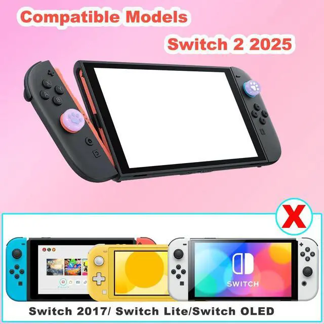 Alt view image 2 of 7 - Thumb Grips Caps for Nintendo Switch 2 2025 New Model, 4PCS Switch 2 Thumb Grips Cute Joystick Caps Soft Switch2 Joy Con Joystick Covers Protective Accessories Kawaii Kitty Paw, Glitter Pink & Purple