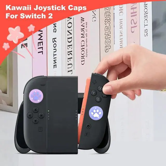 Alt view image 5 of 7 - Thumb Grips Caps for Nintendo Switch 2 2025 New Model, 4PCS Switch 2 Thumb Grips Cute Joystick Caps Soft Switch2 Joy Con Joystick Covers Protective Accessories Kawaii Kitty Paw, Glitter Pink & Purple