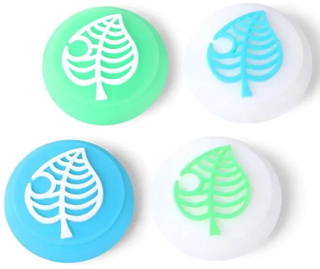 Main image of Cute Thumb Grip Caps for Nintendo Switch/Lite/OLED Controller, Kawaii Leaf Joystick Analog Soft Silicone Button Stick Covers for NS Joy Cons (Blue&Green Leaf)