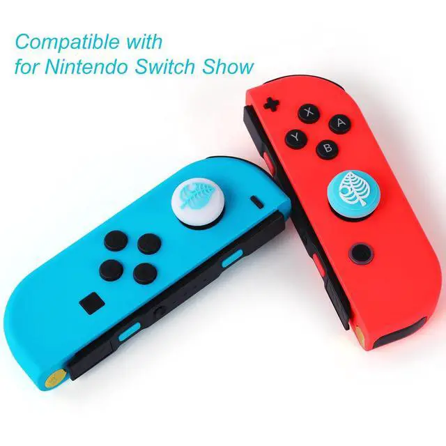 Alt view image 3 of 7 - Cute Thumb Grip Caps for Nintendo Switch/Lite/OLED Controller, Kawaii Leaf Joystick Analog Soft Silicone Button Stick Covers for NS Joy Cons (Blue&Green Leaf)