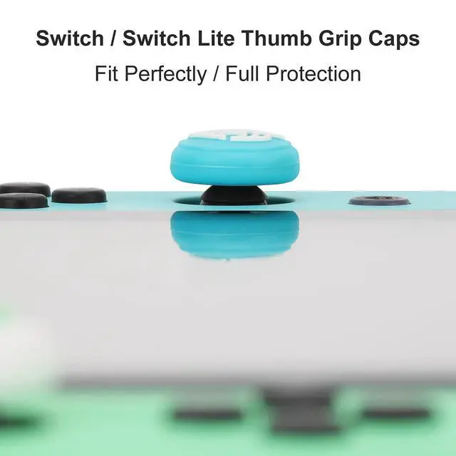 Alt view image 5 of 7 - Cute Thumb Grip Caps for Nintendo Switch/Lite/OLED Controller, Kawaii Leaf Joystick Analog Soft Silicone Button Stick Covers for NS Joy Cons (Blue&Green Leaf)