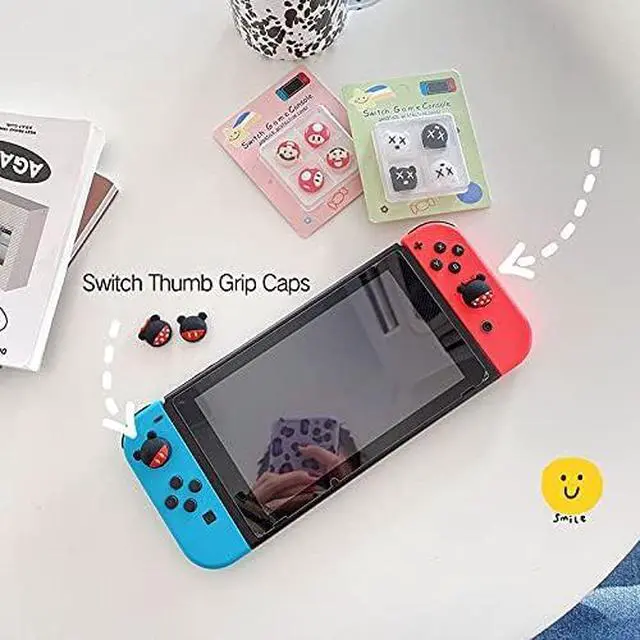 Alt view image 6 of 7 - 4PCS Cute Thumb Grip Caps Compatible with Nintendo Switch/OLED/Lite Console, Kawaii Soft Skin Silicone 3D Analog Stick Button Cover for NS Joycon Controller, Joystick Cap, Black & White