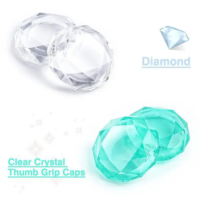 Alt view image 2 of 7 - Diamond 3D Thumb Grips Caps Design for Switch & Switch Lite & Switch OLED Joy Con Crystal Clear Console Joystick Cover 4PCS - Clear and Green