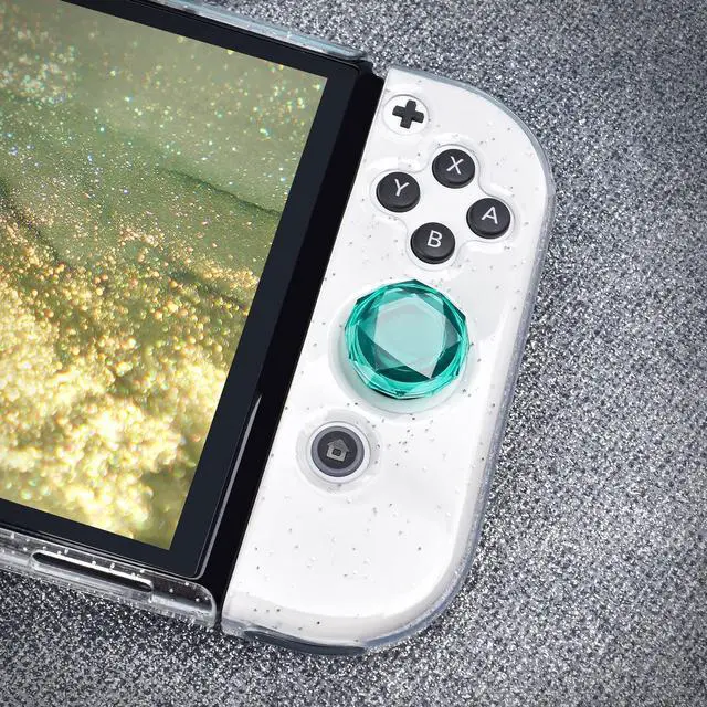 Alt view image 3 of 7 - Diamond 3D Thumb Grips Caps Design for Switch & Switch Lite & Switch OLED Joy Con Crystal Clear Console Joystick Cover 4PCS - Clear and Green
