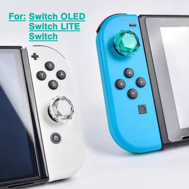 Alt view image 5 of 7 - Diamond 3D Thumb Grips Caps Design for Switch & Switch Lite & Switch OLED Joy Con Crystal Clear Console Joystick Cover 4PCS - Clear and Green