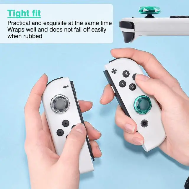 Alt view image 6 of 7 - Diamond 3D Thumb Grips Caps Design for Switch & Switch Lite & Switch OLED Joy Con Crystal Clear Console Joystick Cover 4PCS - Clear and Green
