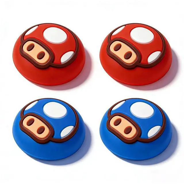 Main image of Thumb Grip Caps for Nintendo Switch 1/ OLED/Lite, 4 Pcs Silicone Thumb Grip Caps for Nintendo Switch Joystick Cover Cute Accessories Joy con Thumb Grips - Blue&Red