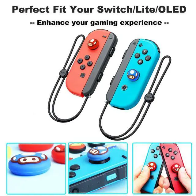 Alt view image 3 of 6 - Thumb Grip Caps for Nintendo Switch 1/ OLED/Lite, 4 Pcs Silicone Thumb Grip Caps for Nintendo Switch Joystick Cover Cute Accessories Joy con Thumb Grips - Blue&Red