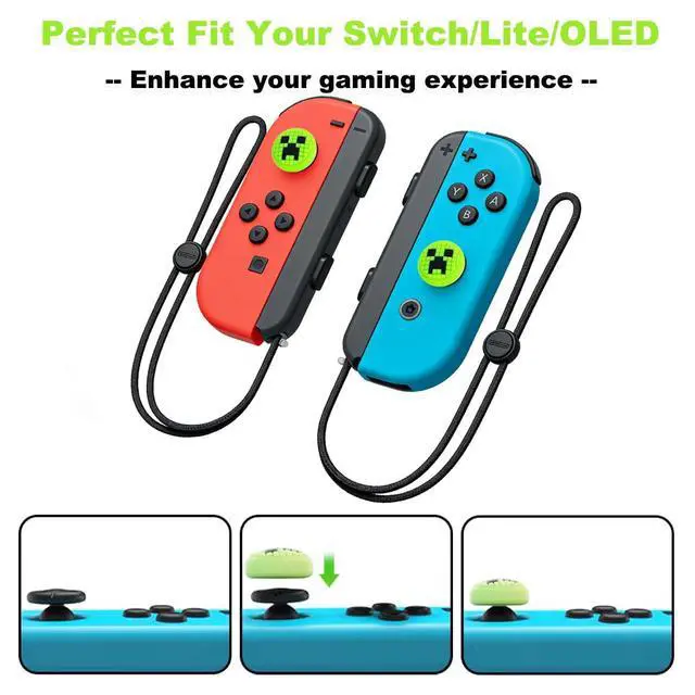 Alt view image 3 of 6 - Thumb Grips Caps for Nintendo Switch 1/ OLED/Lite, 4 Pcs Silicone Thumb Grip Caps for Nintendo Switch Joystick Cover Cute Accessories Joy con Thumb Grips - Green