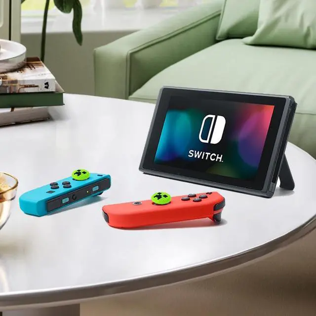 Alt view image 4 of 6 - Thumb Grips Caps for Nintendo Switch 1/ OLED/Lite, 4 Pcs Silicone Thumb Grip Caps for Nintendo Switch Joystick Cover Cute Accessories Joy con Thumb Grips - Green