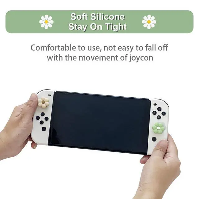 Alt view image 3 of 7 - Thumb Grip Caps Compatible with Nintendo Switch, Cozy Daisy Jostick Caps for Nintendo Switch Lite/OLED, Floral Silicone Joycon Grips Cover Switch Accessories-4PCS Sage Green/White Cozy Gaming (Daisy)