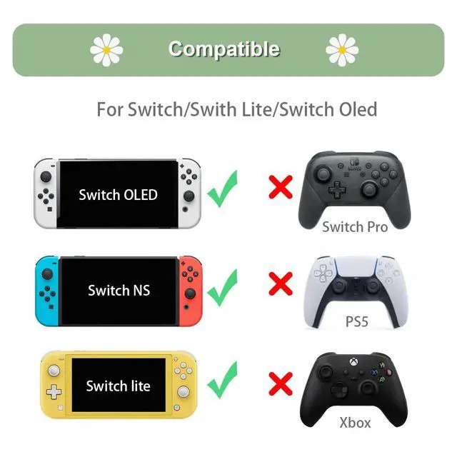 Alt view image 4 of 7 - Thumb Grip Caps Compatible with Nintendo Switch, Cozy Daisy Jostick Caps for Nintendo Switch Lite/OLED, Floral Silicone Joycon Grips Cover Switch Accessories-4PCS Sage Green/White Cozy Gaming (Daisy)