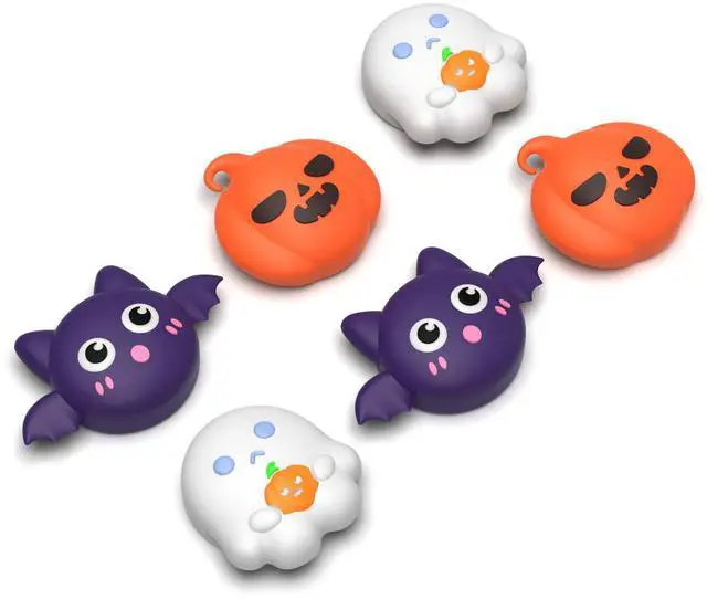 Main image of Thumb Grips for Nintendo Switch 2 | Silicone Joystick Caps (6-Pack) - Cute Accessories Analog Stick Covers for Joycon 2 - Halloween Pumpkin Bat with Spooky Ghost