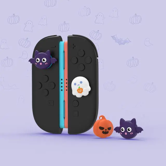 Alt view image 2 of 7 - Thumb Grips for Nintendo Switch 2 | Silicone Joystick Caps (6-Pack) - Cute Accessories Analog Stick Covers for Joycon 2 - Halloween Pumpkin Bat with Spooky Ghost