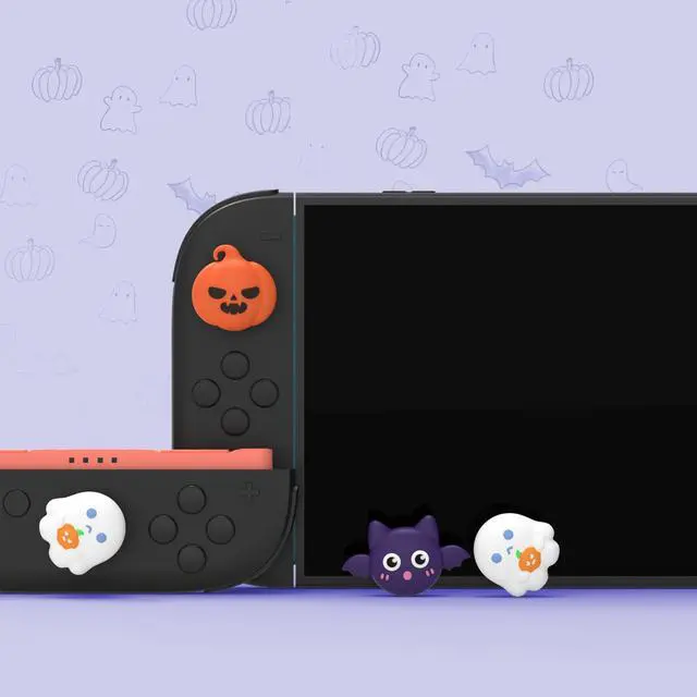 Alt view image 3 of 7 - Thumb Grips for Nintendo Switch 2 | Silicone Joystick Caps (6-Pack) - Cute Accessories Analog Stick Covers for Joycon 2 - Halloween Pumpkin Bat with Spooky Ghost