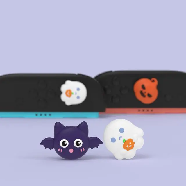 Alt view image 4 of 7 - Thumb Grips for Nintendo Switch 2 | Silicone Joystick Caps (6-Pack) - Cute Accessories Analog Stick Covers for Joycon 2 - Halloween Pumpkin Bat with Spooky Ghost