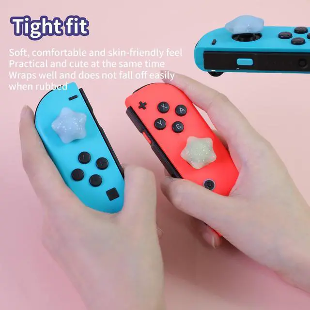 Alt view image 3 of 7 - Switch Joycon Thumb Grips Caps, 4 PCS Cute Kawaii 3D Silicone Analog Thumbstick Button Cover Compatible with Nintendo Switch Lite/OLED Joystick Caps (Multicolor Glitter Star)
