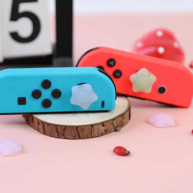 Alt view image 6 of 7 - Switch Joycon Thumb Grips Caps, 4 PCS Cute Kawaii 3D Silicone Analog Thumbstick Button Cover Compatible with Nintendo Switch Lite/OLED Joystick Caps (Multicolor Glitter Star)