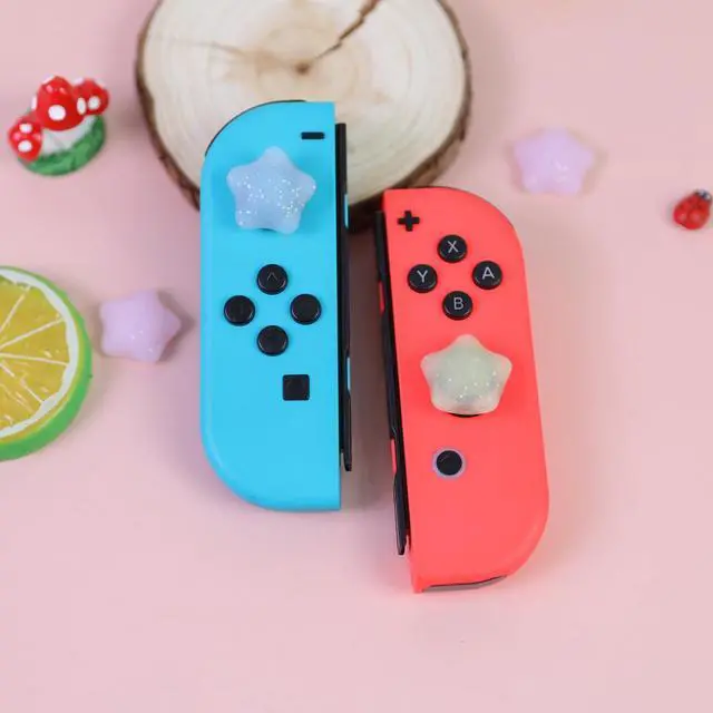 Alt view image 7 of 7 - Switch Joycon Thumb Grips Caps, 4 PCS Cute Kawaii 3D Silicone Analog Thumbstick Button Cover Compatible with Nintendo Switch Lite/OLED Joystick Caps (Multicolor Glitter Star)
