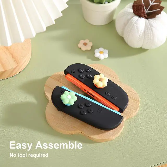 Alt view image 2 of 7 - Thumb Grips for Nintendo Switch 2, Cozy Daisy Joystick Caps, Soft Silicone Thumb Stick Cover for Switch 2 Joycon Controller, 4 Pack White Sage Green Floral Accessories for Analog