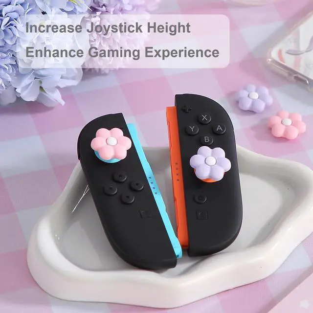 Alt view image 2 of 6 - Switch 2 Game Console Thumb Grip Caps, Joystick Covers for Nintendo Switch 2, Purple Pink Daisy Flower Soft Silicone Analog Stick Caps for Switch 2 Joycon Controller, Kawaii Cozy Accessories-4PCS