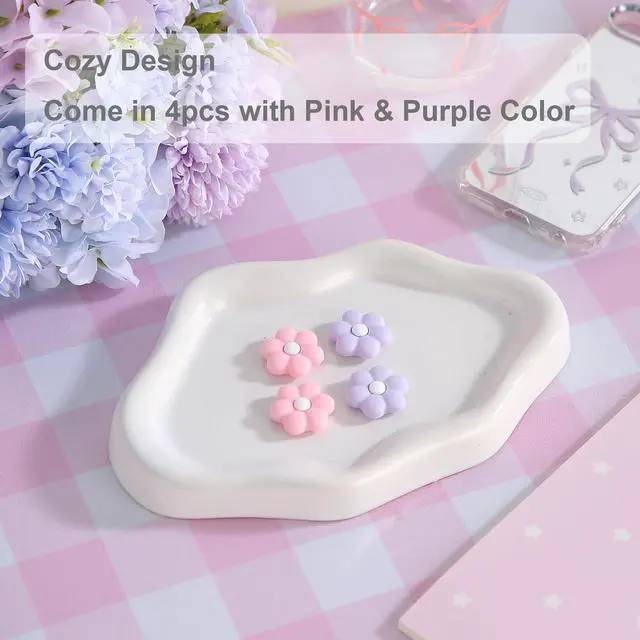 Alt view image 6 of 6 - Switch 2 Game Console Thumb Grip Caps, Joystick Covers for Nintendo Switch 2, Purple Pink Daisy Flower Soft Silicone Analog Stick Caps for Switch 2 Joycon Controller, Kawaii Cozy Accessories-4PCS