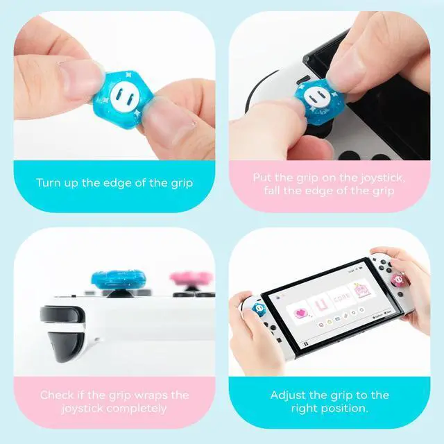 Alt view image 4 of 7 - Thumb Grip Caps Compatible with Nintendo Switch, Soft Silicone Joystick Cover for Nintendo Switch/OLED/Lite Controller, 4PCS - Wonder Flower