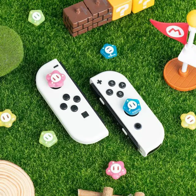 Alt view image 5 of 7 - Thumb Grip Caps Compatible with Nintendo Switch, Soft Silicone Joystick Cover for Nintendo Switch/OLED/Lite Controller, 4PCS - Wonder Flower
