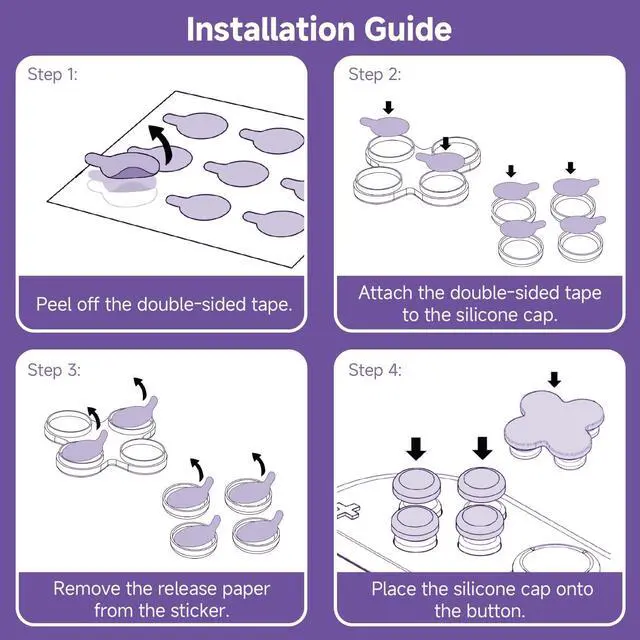 Alt view image 5 of 7 - ABXY Buttons Sticker Joystick Cover Caps for Switch 2, Cross D-Pad Button Caps Silicone Thumb Grips Set Compatible with Nintendo Switch 2 Controller - Gastly