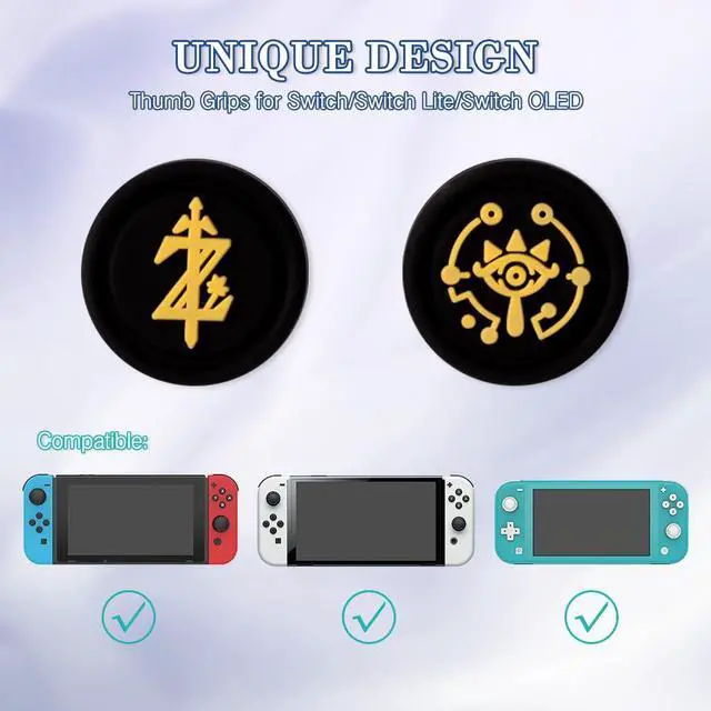 Alt view image 2 of 7 - Switch Thumb Grips, Cute Joystick Caps for Nintendo Switch Lite/Switch OLED, 4 PCS Kawaii Thumbstick Cover Analog Stick Button Cover for NS Joy Con Controller (Black Z Eyes)