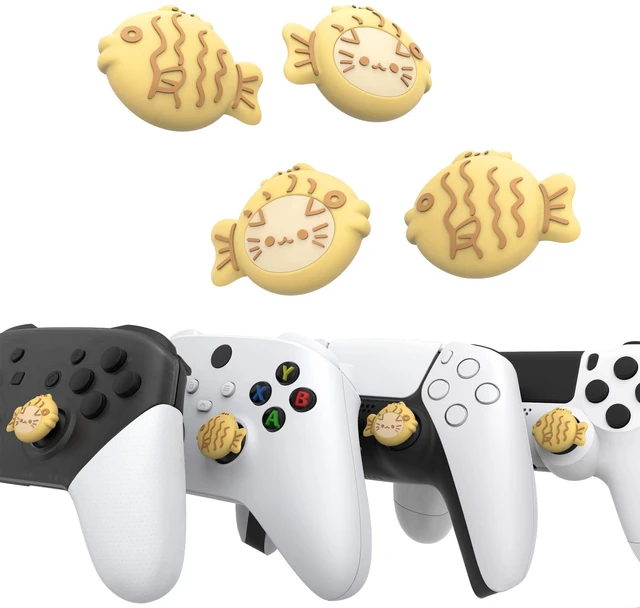 Alt view image 3 of 7 - PlayVital Cute Thumb Grip Caps for Nintendo Switch 2 Pro, Switch Pro Controller, Joystick Caps Cover for ps5, Edge, ps4, Xbox Series X/S, Xbox One, Elite Series 2 Controller - Taiyaki Kitten