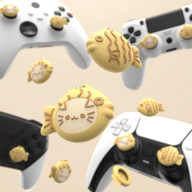 Alt view image 5 of 7 - PlayVital Cute Thumb Grip Caps for Nintendo Switch 2 Pro, Switch Pro Controller, Joystick Caps Cover for ps5, Edge, ps4, Xbox Series X/S, Xbox One, Elite Series 2 Controller - Taiyaki Kitten