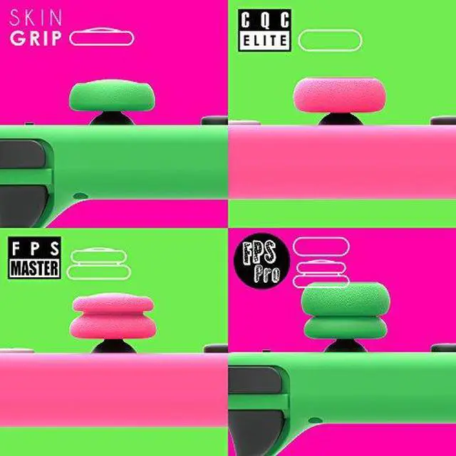 Alt view image 2 of 6 - Skin, CQC and FPS Thumb Grip Set Joystick Cap Analog Stick Cap for Nintendo Switch Joy-Con Controller - Neon Pink+Green, 3 Pairs(6pcs)