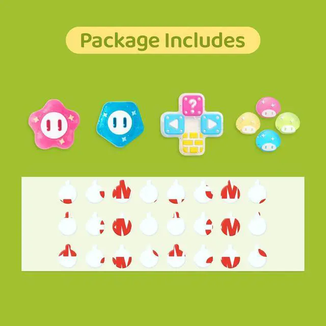 Alt view image 4 of 7 - ABXY Buttons Sticker Joystick Cover Caps, Cross D-Pad Button Caps Silicone Thumb Grips Set Compatible with Nintendo Switch/OLED Controller (Jelly Flower)