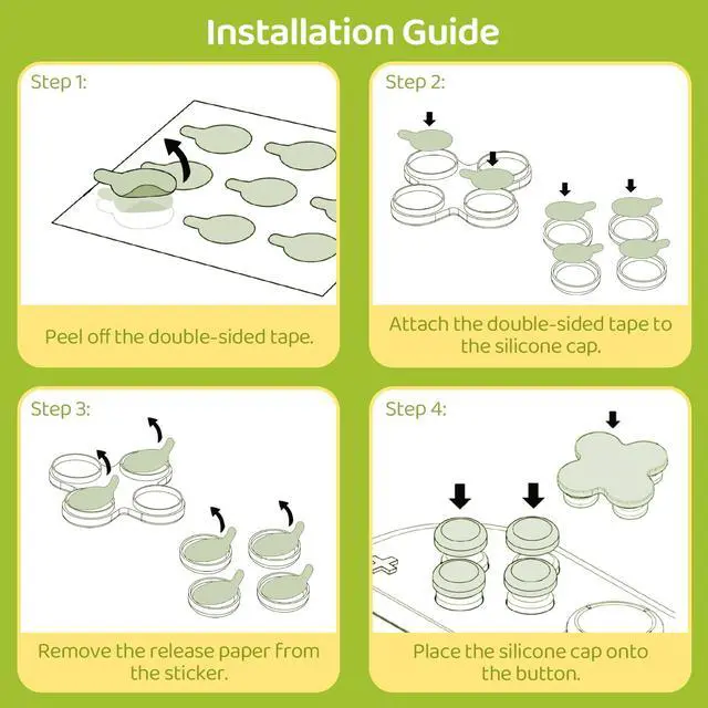Alt view image 5 of 7 - ABXY Buttons Sticker Joystick Cover Caps, Cross D-Pad Button Caps Silicone Thumb Grips Set Compatible with Nintendo Switch/OLED Controller (Jelly Flower)