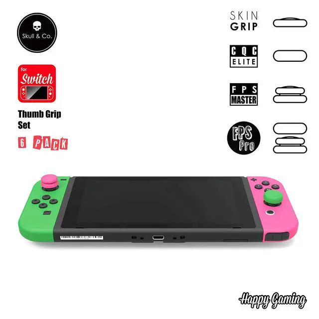 Alt view image 5 of 6 - Skin, CQC and FPS Thumb Grip Set Joystick Cap Analog Stick Cap for Nintendo Switch Joy-Con Controller - Neon Pink+Green, 3 Pairs(6pcs)