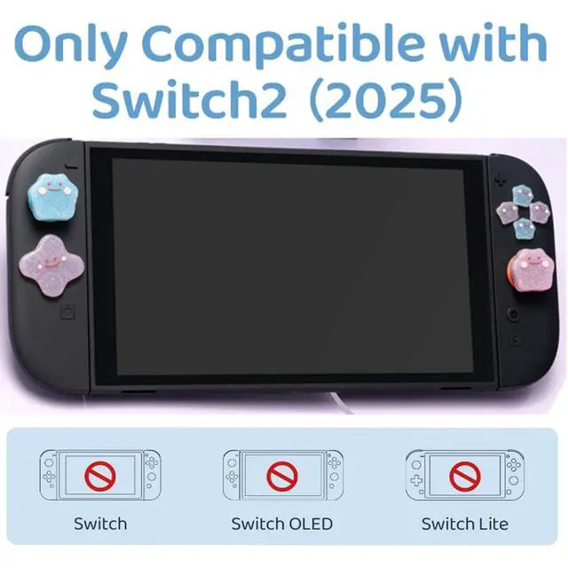 Alt view image 2 of 7 - Cute Silicone Cross D-Pad Button Caps Silicone Thumb Grips Set, ABXY Key Buttons Sticker Joystick Cover Caps Compatible with Nintendo Switch 2 - Versatile Elves (Purple, Blue) Switch 2