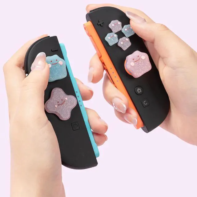 Alt view image 3 of 7 - Cute Silicone Cross D-Pad Button Caps Silicone Thumb Grips Set, ABXY Key Buttons Sticker Joystick Cover Caps Compatible with Nintendo Switch 2 - Versatile Elves (Purple, Blue) Switch 2
