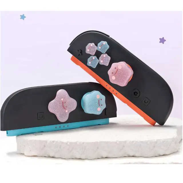 Alt view image 5 of 7 - Cute Silicone Cross D-Pad Button Caps Silicone Thumb Grips Set, ABXY Key Buttons Sticker Joystick Cover Caps Compatible with Nintendo Switch 2 - Versatile Elves (Purple, Blue) Switch 2