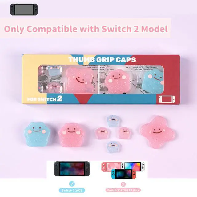 Alt view image 7 of 7 - Cute Silicone Cross D-Pad Button Caps Silicone Thumb Grips Set, ABXY Key Buttons Sticker Joystick Cover Caps Compatible with Nintendo Switch 2 - Versatile Elves (Purple, Blue) Switch 2