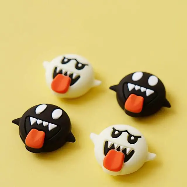 Alt view image 7 of 7 - Halloween Skull Switch Thumb Grips, Cute Joystick Caps for Nintendo Switch Lite/OLED 4 PCS Thumbstick Cover, Button Cover for NS Joycon Controller (Black White Ghosts)