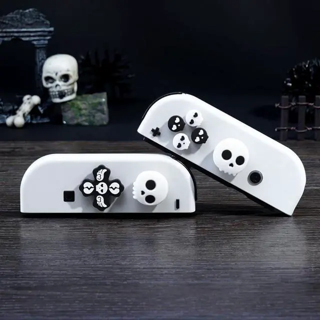 Alt view image 5 of 7 - Halloween Cross D-Pad Button Caps Set Joystick Cover,Cool Switch Thumb Grip Caps Compatible with Nintendo Switch/OLED/Lite,Soft Silicone ABXY Key Buttons Joystick Cap Covers Accessories